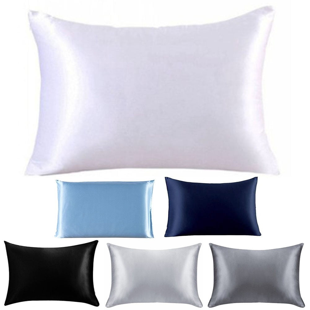 Fancy 2 pcs Artificial Silk Pillowcase Queen Size 20x29 inch, Zippered Closure, Double-Sided Luxury Satin Pillowcover for Hair and Skin