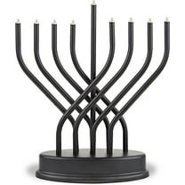 Traditional Hanukkah Electric Menorah Low Voltage Hanukkiah with LED Bulbs Contemporary Metal Electronic Chanukiah Battery Powered Chanukah Lights By Aviv Judaica (Matte Black)