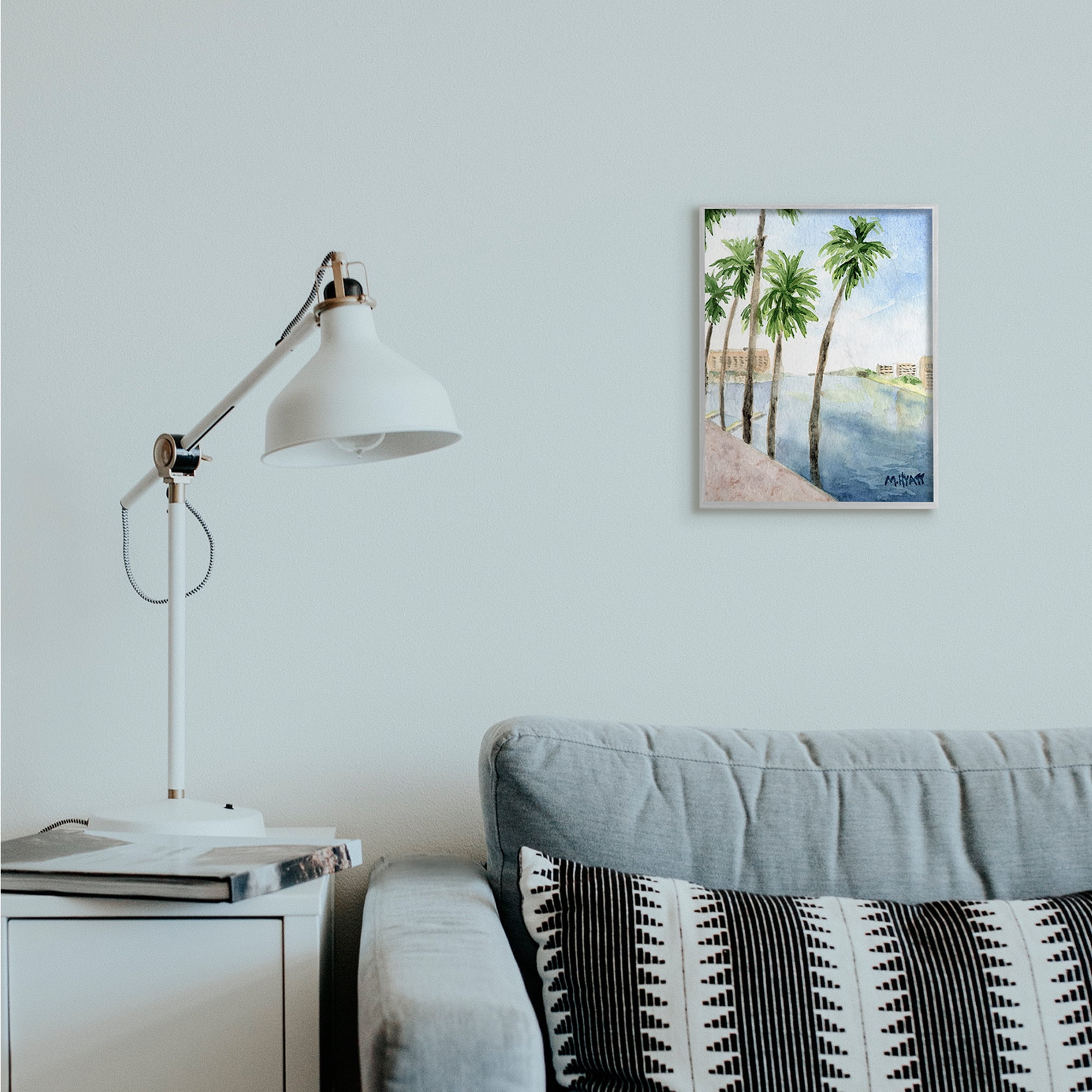 Stupell Industries Tropical Palms Along the River Edge Landscape Grey Framed, 11 x 14, Design by Melissa Hyatt LLC