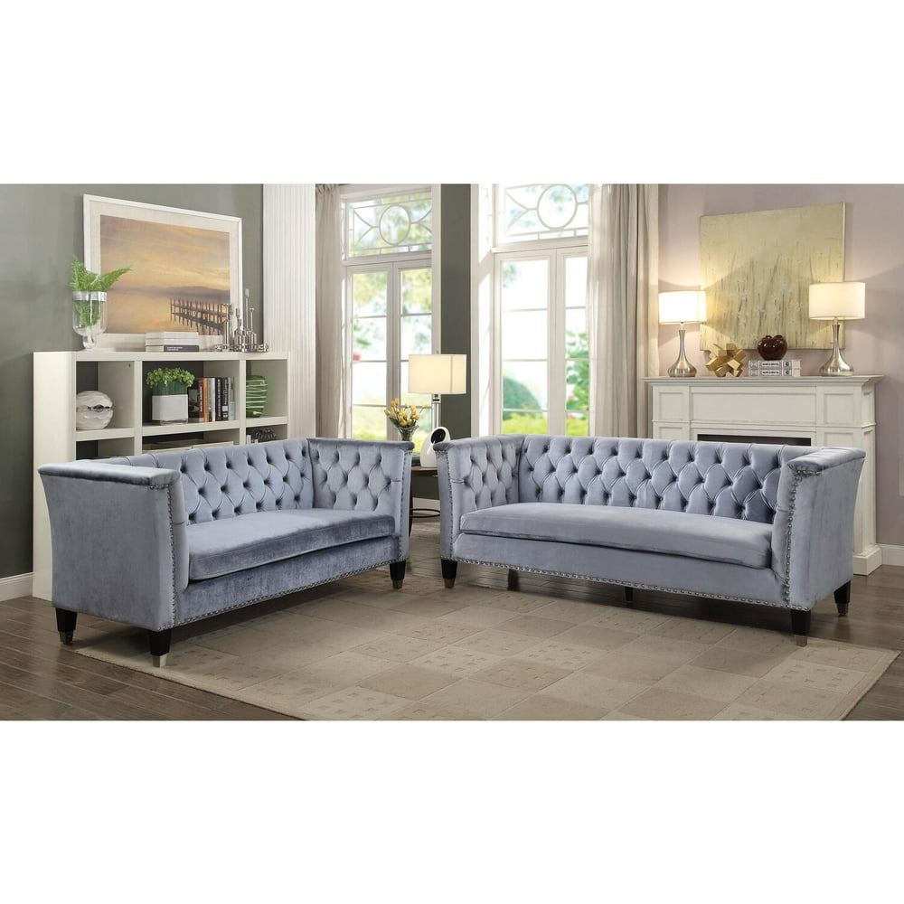 ACME Honor Sofa, Blue-Gray Velvet-Color:Blue-Gray Velvet,Quantity:1
