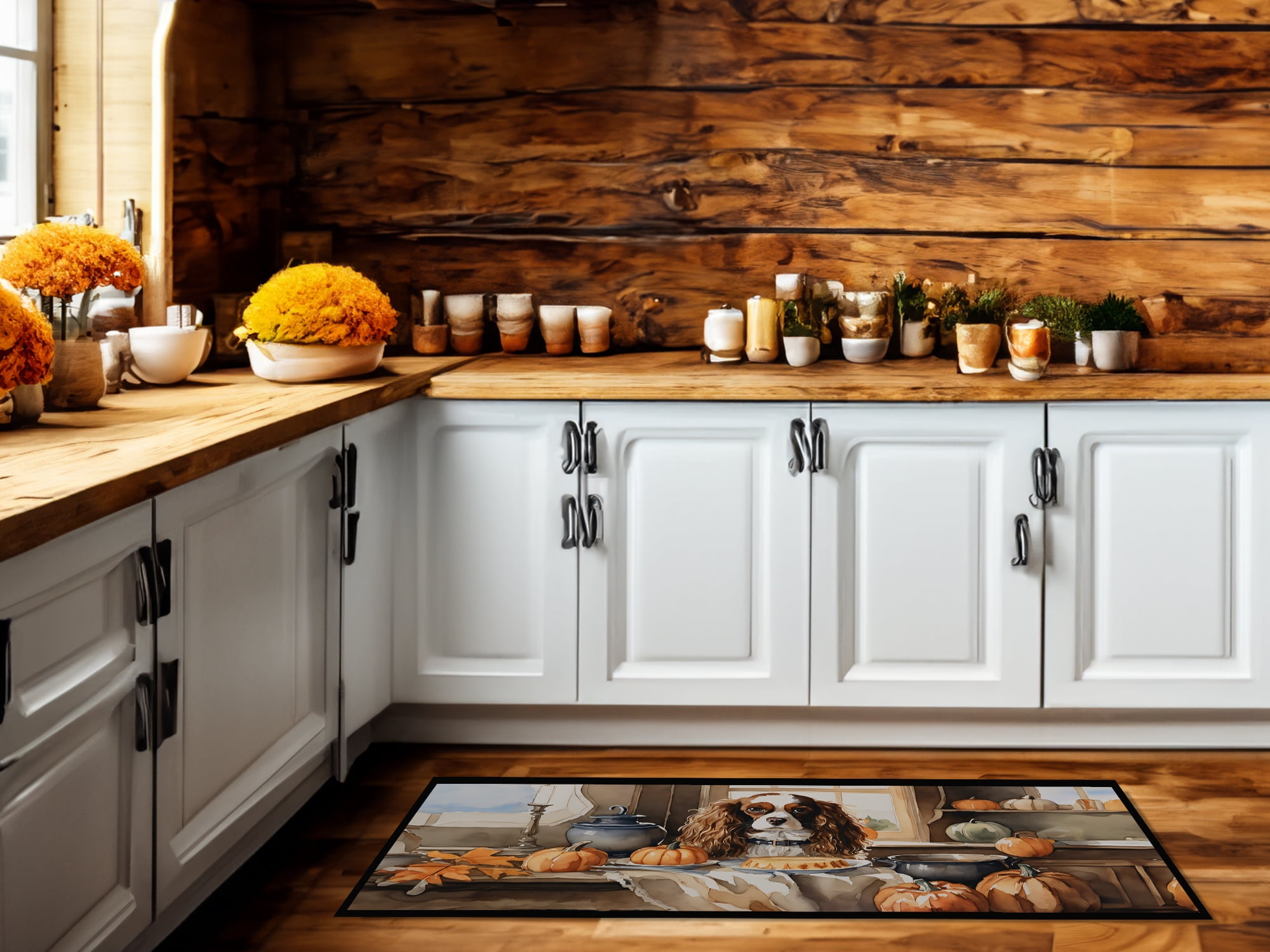 Cavalier Spaniel Fall Kitchen Pumpkins Runner Mat 28x58 58 in x 28 in