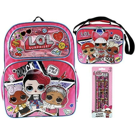 L.O.L. Surprise! Backpack and Insulated Lunch Tote PLUS 6 Pack of Pencils