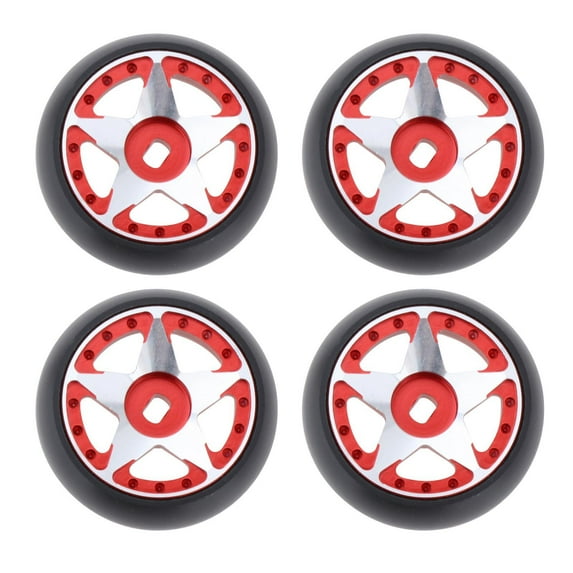 4x Car Rubber Tyre Replacement 5 Spoke Wheel Rim for Wltoys K969 K989 P929 1/28 Model Car Accessories Parts , Red