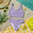 thumbnail image 6 of CCRFTGI Girls Swimsuit Size 10-12 2 Piece Set Swim Vacation Bikini Set Beach Vacation Bathing Suits Summer Cute Sequin Print Girls Clothes Tankini Swimsuits Swimwear Purple Pink 5-6 Years, 6 of 9