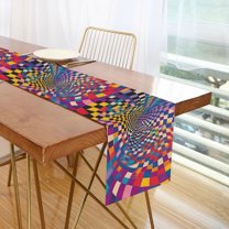Yayeee Table Runner 70 inches Long Home Kitchen Dinning Party Decoration, Colorful Wavy Plaid