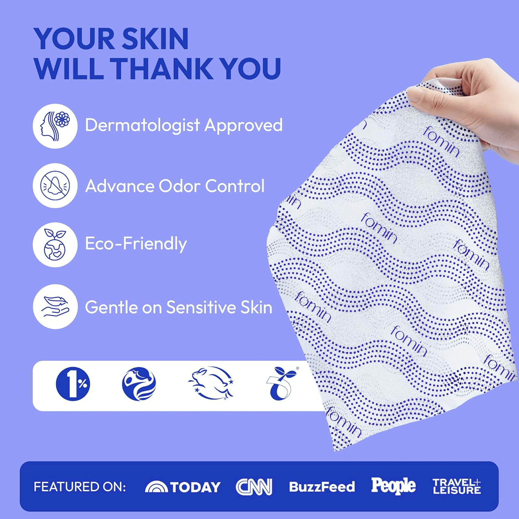 Fomin Dual-Sided Cooling Comfort Wipes, Cool Mint, 10 Count XL Individually Wrapped Body Wipes, Refreshing Wipes for Hot Flashes Perfect for Workouts & On-the-Go