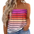 thumbnail image 1 of QJUHUNG Femmes Été Tube Tops Bustier Couleur Unie/bandes/drapeau Extensible Débardeurs, 1 of 2