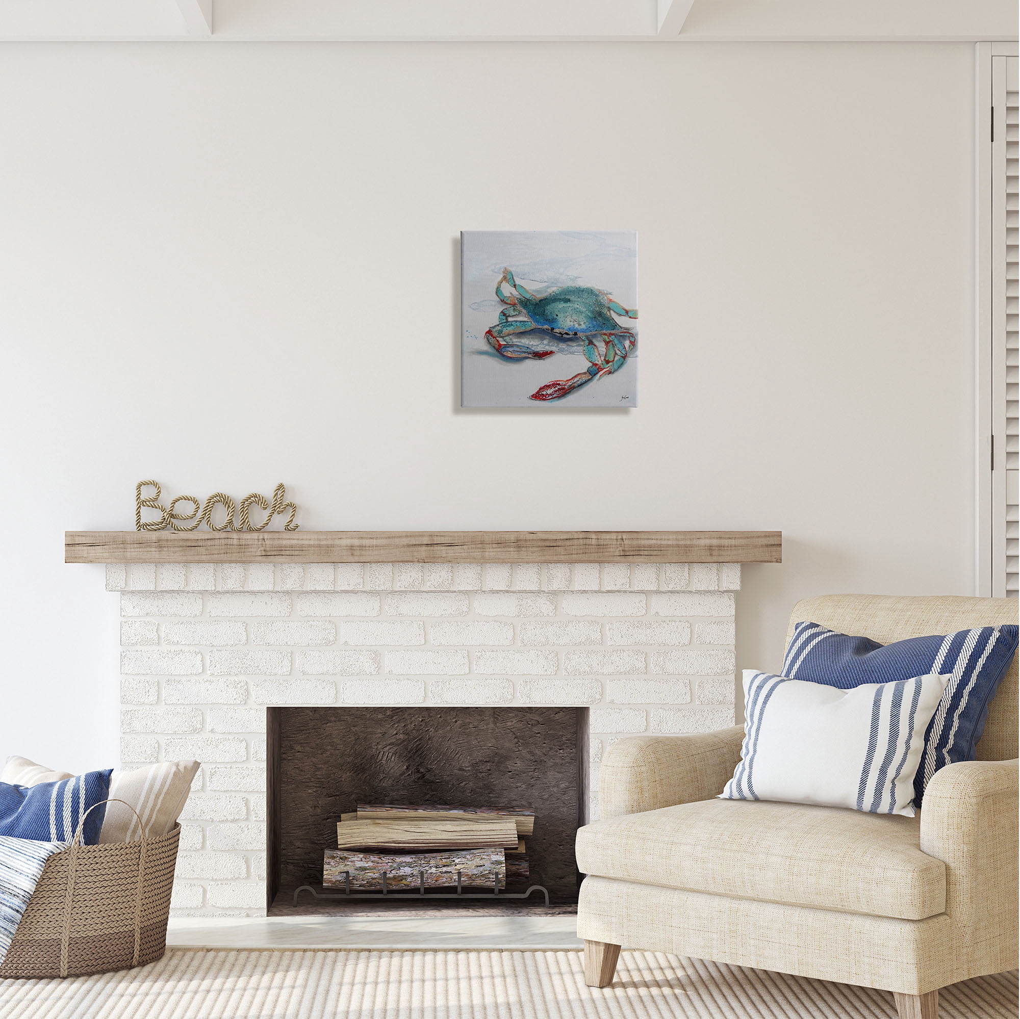 Stupell Industries Blue Crab Abstract Patterns Animals & Insects Painting Gallery Wrapped Canvas Print Wall Art, 17 x 17
