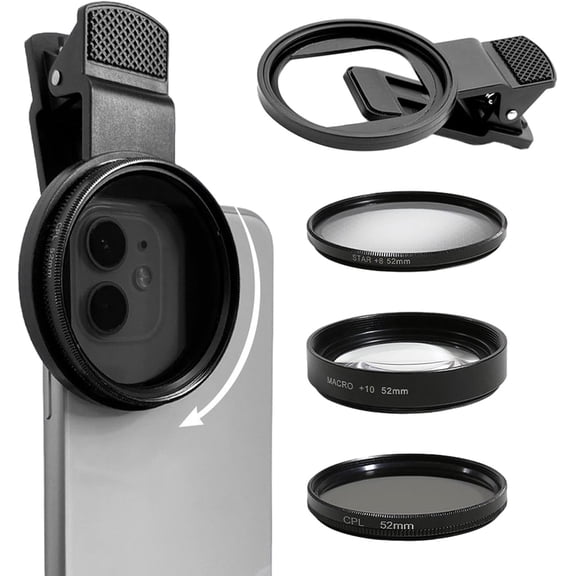 2-in-1 Magnetic Cpl & Star Filter Lens, 2 in 1 Magnetic Lens Filter, 52mm Phone Lens Cpl Polarizer Filter for Smart Phones