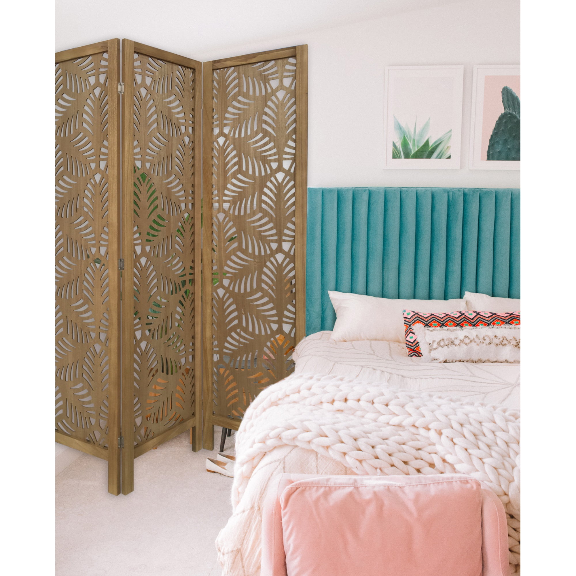 3 Panel Room Divider with Tropical leaf