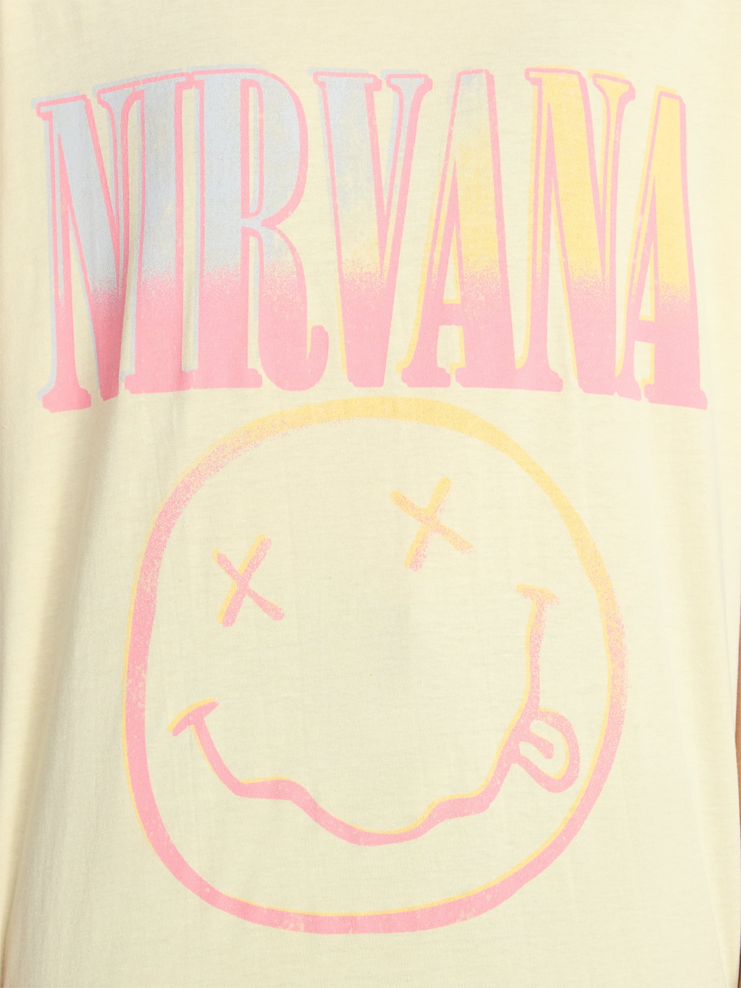 Nirvana Women's Tour Smiley Graphic Tee with Short Sleeves, Sizes XXS-XXL
