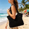 thumbnail image 2 of AJGRHE Crochet Beach Bag for Women - Woven Boho Purse Knitted Shoulder Bag for Summer Vacation Beachy Travel Pool Black, 2 of 4