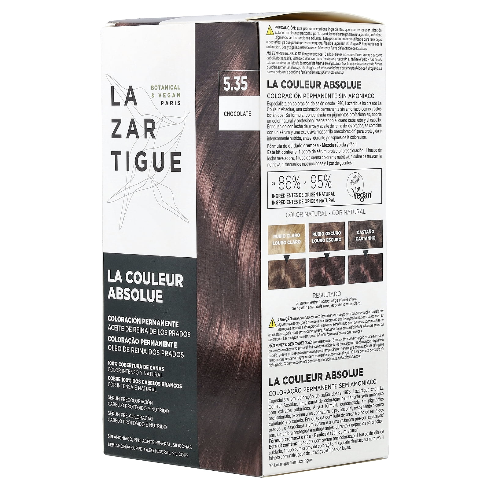 Lazartigue Permanent Hair Color, 5.35 Chocolate, 1 Application