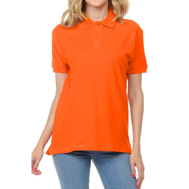 Basico Polos à Col (Orange) pour Femmes 100 % Coton à Manches Courtes Polos de Golf pour Femmes et Adolescentes