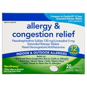 Allergy & Congestion Relief Extended Release Loratadine Tablets, 20 Count