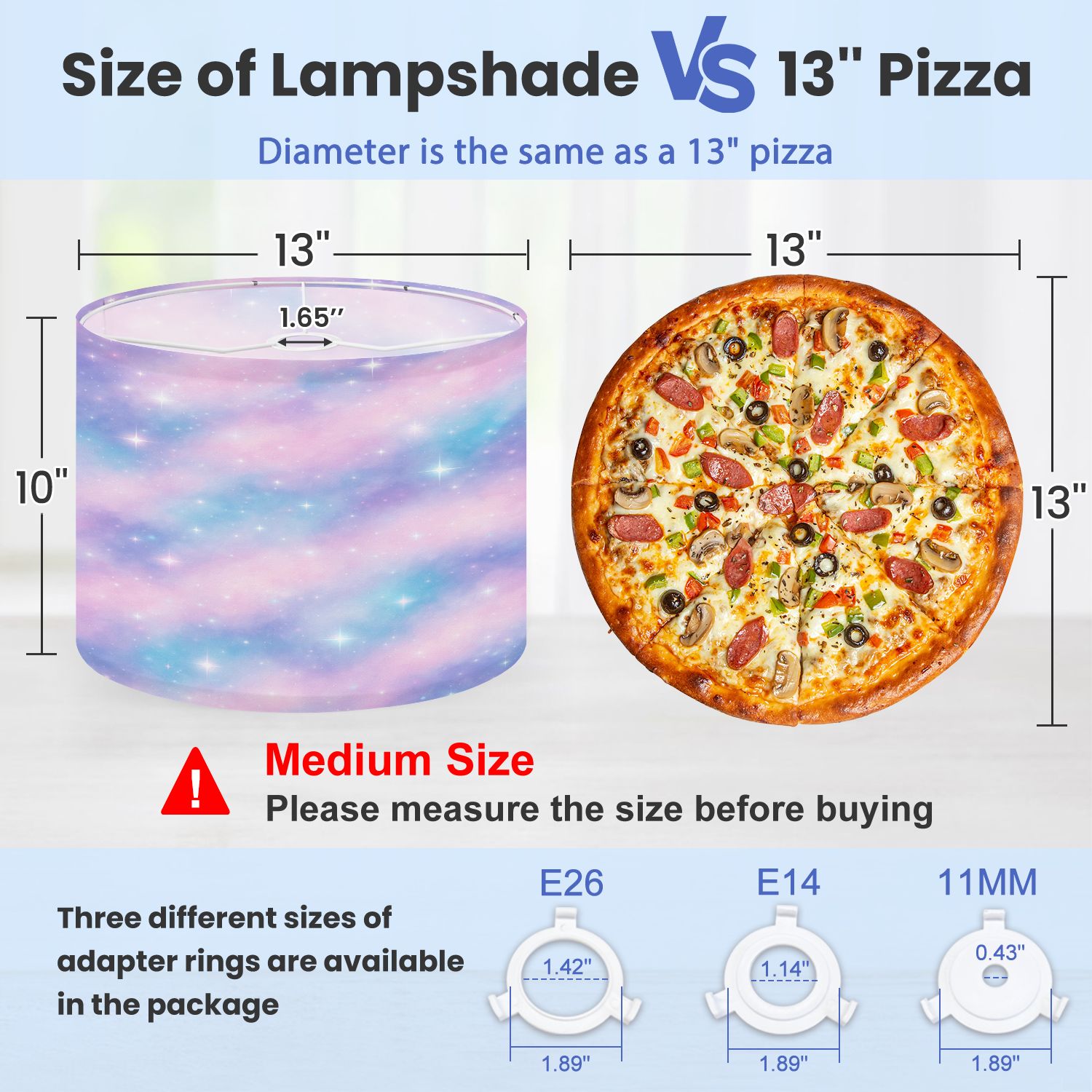 Lampshades 2 Pack holographic fantasy pastel 13"x13"x10" Light Shade for Table Lamps Floor Lamps Drum Lamp Shades Lampshade Replacement Easy Assembly