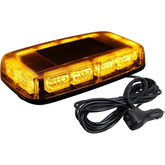 [Upgraded 5 48LED Roof Top Strobe Lights, High Visibility Emergency Safety Warning LED Mini Strobe Light bar with Magnetic Base for 12-24V Snow Plow, Trucks, Construction Vehicles (Amber)