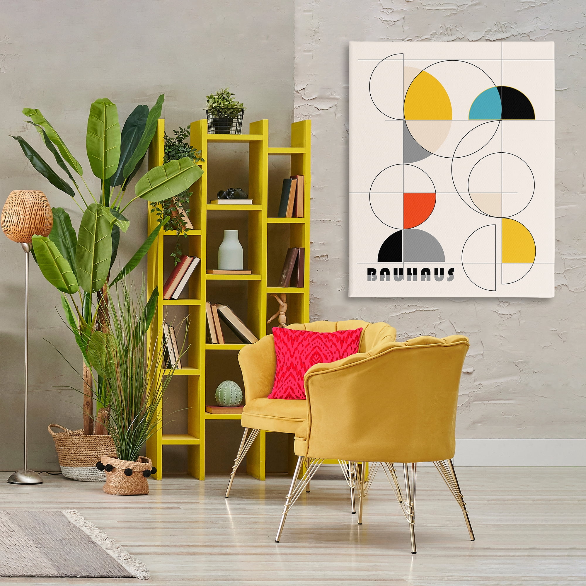 Stupell Industries Bauhaus Movement Geometrics Abstract Painting Wrapped Canvas Art Print Wall Art, 36 x 48