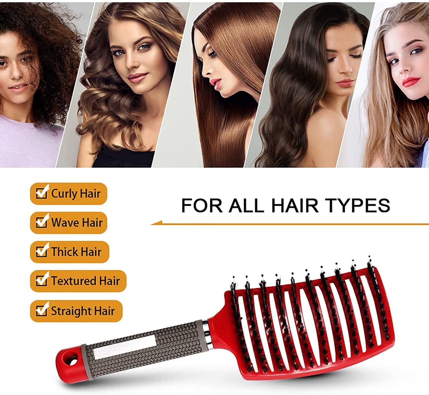 Voremy Magical Ultra Detangling Brush for Wet or Dry Hair - Fast Drying Styling Massage Hairbrush for Men, Women and Kids (Pink+Purple)