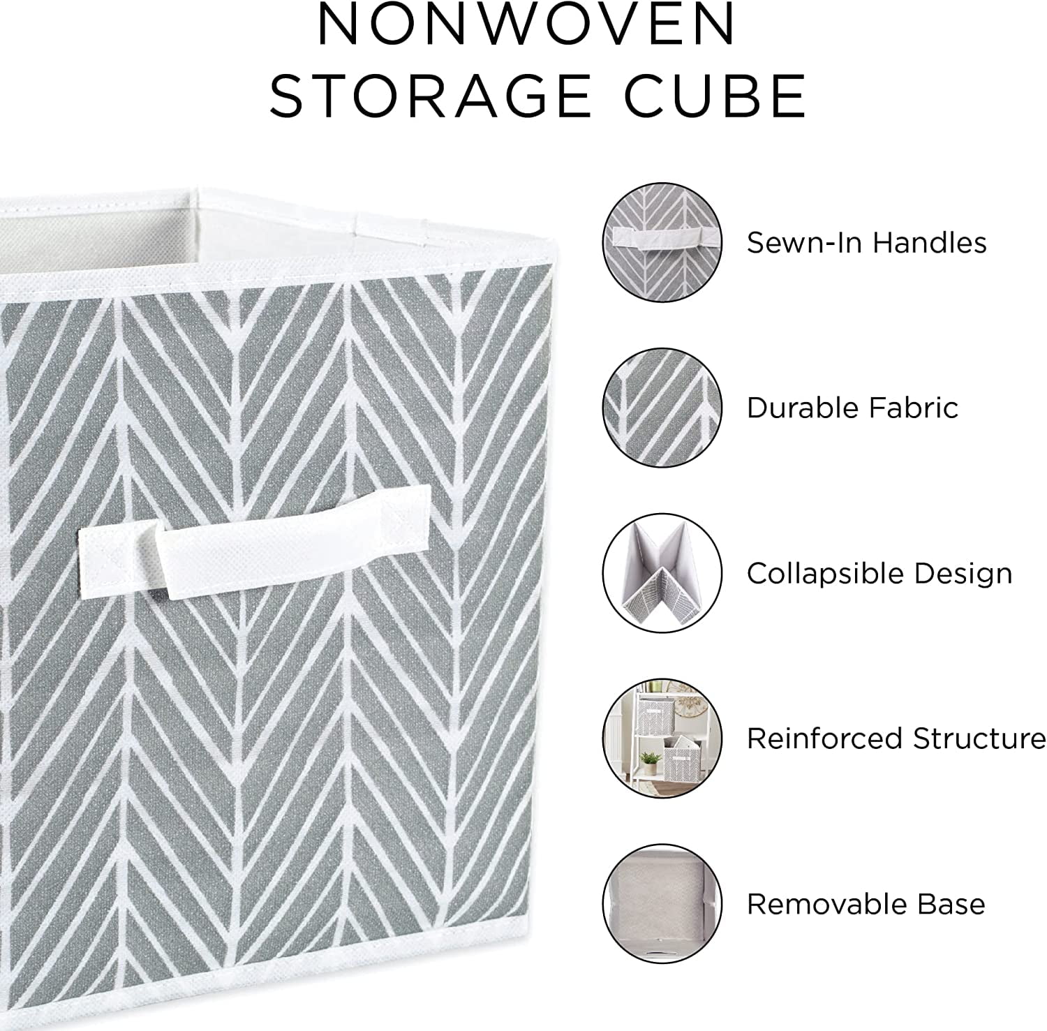 DII 11" Square Polyester Cube Lattice Storage Bin in Gray (Set of 4)