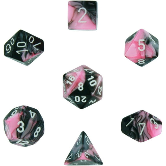 Geminit Polyhedral Black-Pink/White 7-Die Set