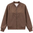thumbnail image 5 of Chiccall Jackets for Women Zip‑Up Long Sleeve Loose Casual Bomber Jacket Lightweight Coat Outerwear Brown S, 5 of 8