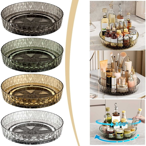 Spice Rack 360°Rotating Height Adjustable Seasoning Organizer for Kitchen