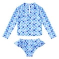 thumbnail image 4 of YUUMIN Little Girls Mermaid 2 Pcs Tankini Long Sleeve Fishscales Printed Rashguard Shirts with Bikini Brief Blue Fish Scales 4, 4 of 5