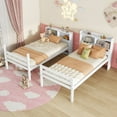 thumbnail image 4 of Harper & Bright Designs Detachable Bunk Bed Twin over Twin with Shelves Headboard, Wood Bunk Bed Frame with Ladder and Guardrails, Separate into 2 Twin Beds, White, 4 of 13