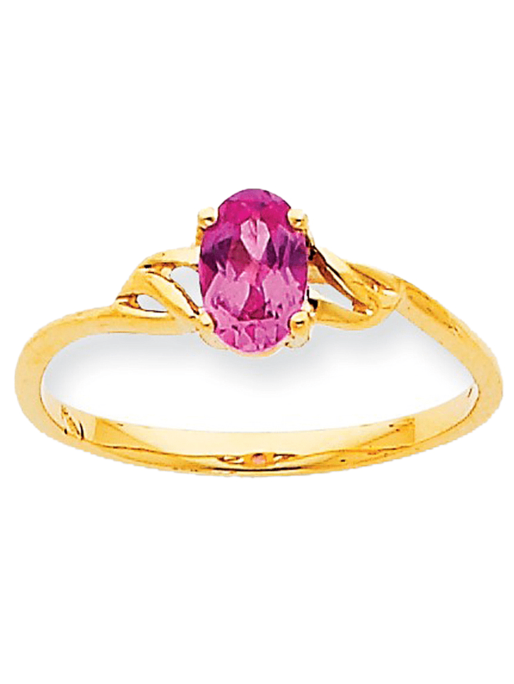 10K Yellow Gold Prong Setting Oval Pink Tourmaline Ring by gemaffair