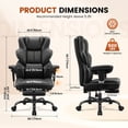 thumbnail image 6 of FelixKing Big and Tall Office Chair 500Lbs, Ergonomic Leather Desk Chair with Footrest Lumbar Support, High Back Executive Computer Chair for Home Office, Black, 6 of 8