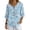 Blue Floral Pattern, variant on Casual Women's Imitation Linen-Like Blouse, Bird Blossom Print 3/4 Sleeve Loose Fit Women's Three-Quarter Sleeve Pullover for Daily Wear Everyday Wear Outdoor, Size Medium