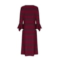 thumbnail image 4 of ameIAEA Women Long Bell Sleeve Dress Button Up V Neck A-Line Printed Long Dress with Pockets, 4 of 5
