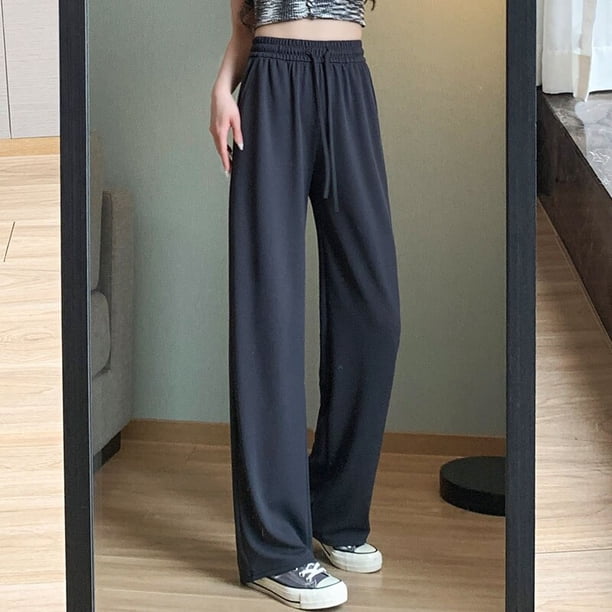 Pantalones rectos elegantes para oficina para mujer, pantalones Vintage altos para mujer, pantalones holgados coreanos 2023 de pierna ancha para primavera/verano/otoño para mujer Tan Jianjun unisex