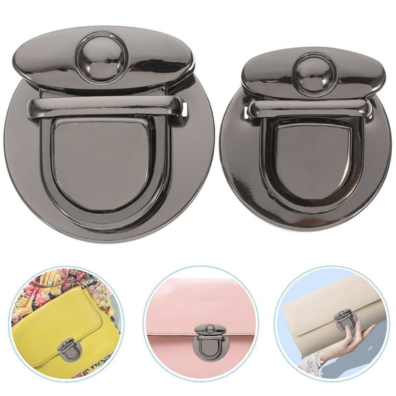 HINTRMENT 2Pcs Tuck Lock Clasp Metal Purse Closure Hardware for Bag Making Round Black