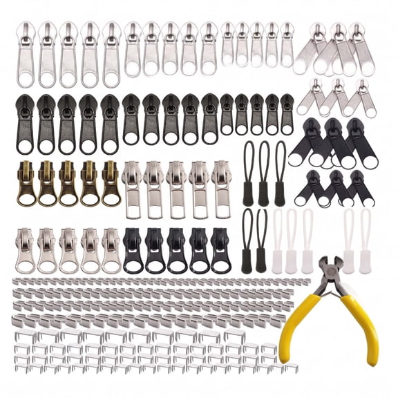 253 Pcs Universal Zipper Repair Kit with Sliders Pulls Pliers, #3 #5 #8 Sizes for DIY Clothes Backpacks