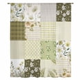 thumbnail image 2 of Spring Floral Sheer Curtains 45 Inches Long, Yellow Flowers Botanical Patchwork Grid Bohemia Light Filering Curtains, Breathable Simi Curtain Privacy Drapes for Kitchen Bathroom Window Treatment, 2 of 9