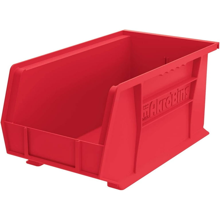 AERCANA Shop Stackable Organizer Bins Parts Bin Shelf Storage Bin Garage  storage bins(Red,Pack of 12)