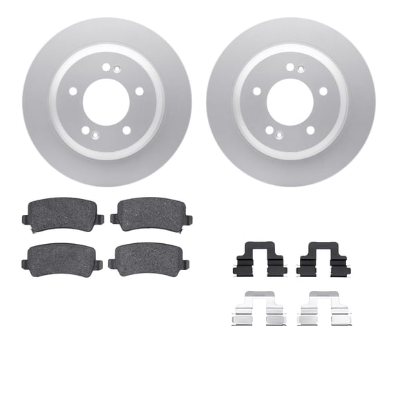 Dynamic Friction Company Rear Geospec Brake Rotors with 5000 Advanced Brake Pads includes Hardware 4512-21054