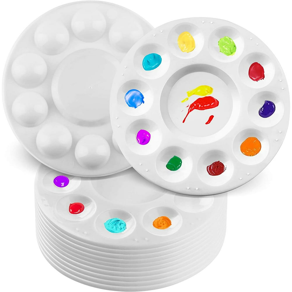 LotFancy 12 Plastic Painting Tray Palettes, Plastic Paint Pallets for
