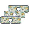 thumbnail image 2 of SKYSONIC Faucet Absorbent Mat 3 Pcs Beautiful Small Yellow Flowers Kitchen Faucet Splash Catcher Washable Counter Drying Pads Behind Faucet for Kitchen Bathroom, 2 of 7