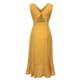 thumbnail image 6 of Homenesgenics Plus Size Dresses Women's Spring And Summer Solid V-neck Sleeveless Single Breasted Waist Closed Back Dress, 6 of 9