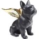 thumbnail image 1 of Estatuilla de diseño decorativo - Perro sentado con alas de ángel - Oro/Negro, 1 of 4