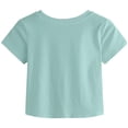 thumbnail image 2 of Haut Court d'Été pour Femme Uni à Manches Courtes, T-Shirt à devant Torsadé, Vert, P, 2 of 5