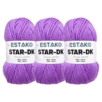 Estako Star-DK Yarn - (3 Skeins Pack) - 75% Acrylic 25% Wool - Soft Lightweight DK #3 - (3 x 3.52 Oz) / (3 x 306 Yrds) - Crochet & Knitting Yarn ( 36076 - Lilac )