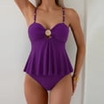 thumbnail image 7 of GIPQJK Women's Tankini Bathing Suits Tummy Control 2 Piece Swim Suit Summer Flowy Adjustable Strappy Swim Dress with Bottom,Purple S, 7 of 7