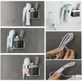 thumbnail image 2 of Soporte de pared autoadhesivo para secador de pelo y plancha, con espacio de almacenamiento, ABS, para cepillos y accesorios de peinado, adhesivo fuerte con clip de silicona para cable., 2 of 5