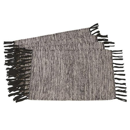 

SARO Rustic Woven Cotton Placemats Black - Set of 4