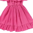 thumbnail image 5 of JDQJBZ Birthday Party Dress for Toddler Girls Solid Color Off The Shoulder Ruffle Hem Pleated Dress, 5 of 5