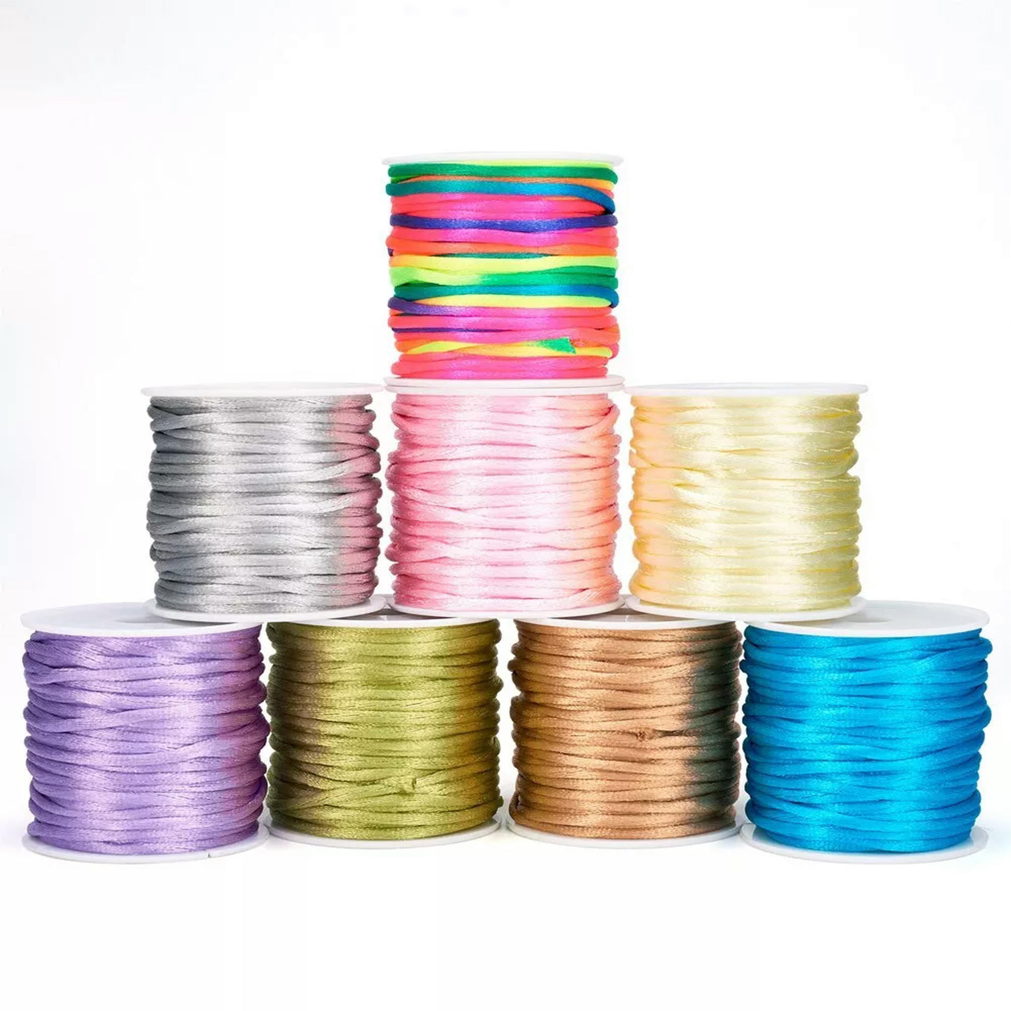 U8MO 8Roll Macrame Rattail Chinese Knot Making Cords Nylon Braided String Threads 2mm